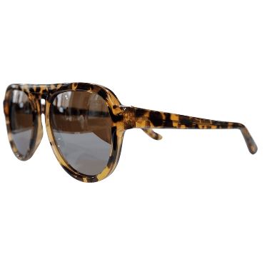 Aviator Style Turtle Print Medium Sunglasses w/ Silver Mirrorred Lenses
