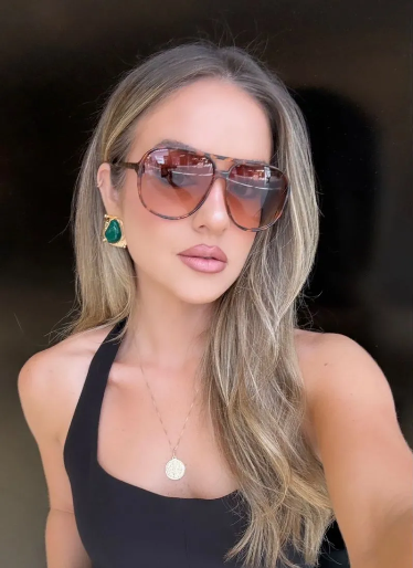 LB Aviator Style Turtle Print Large Sunglasses