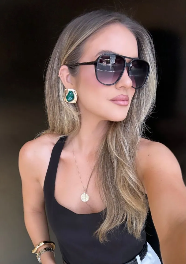 LB Aviator Style Black Coloured Large Sunglasses
