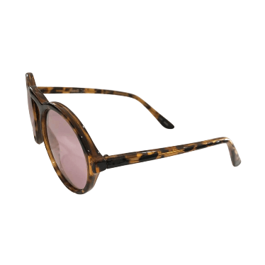 Belle Collection - New Round Animal Print Sunglasses w/ Rosy Mirrored Lenses
