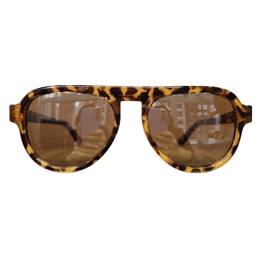 Aviator Style Turtle Print Medium Sunglasses w/ Silver Mirrorred Lenses