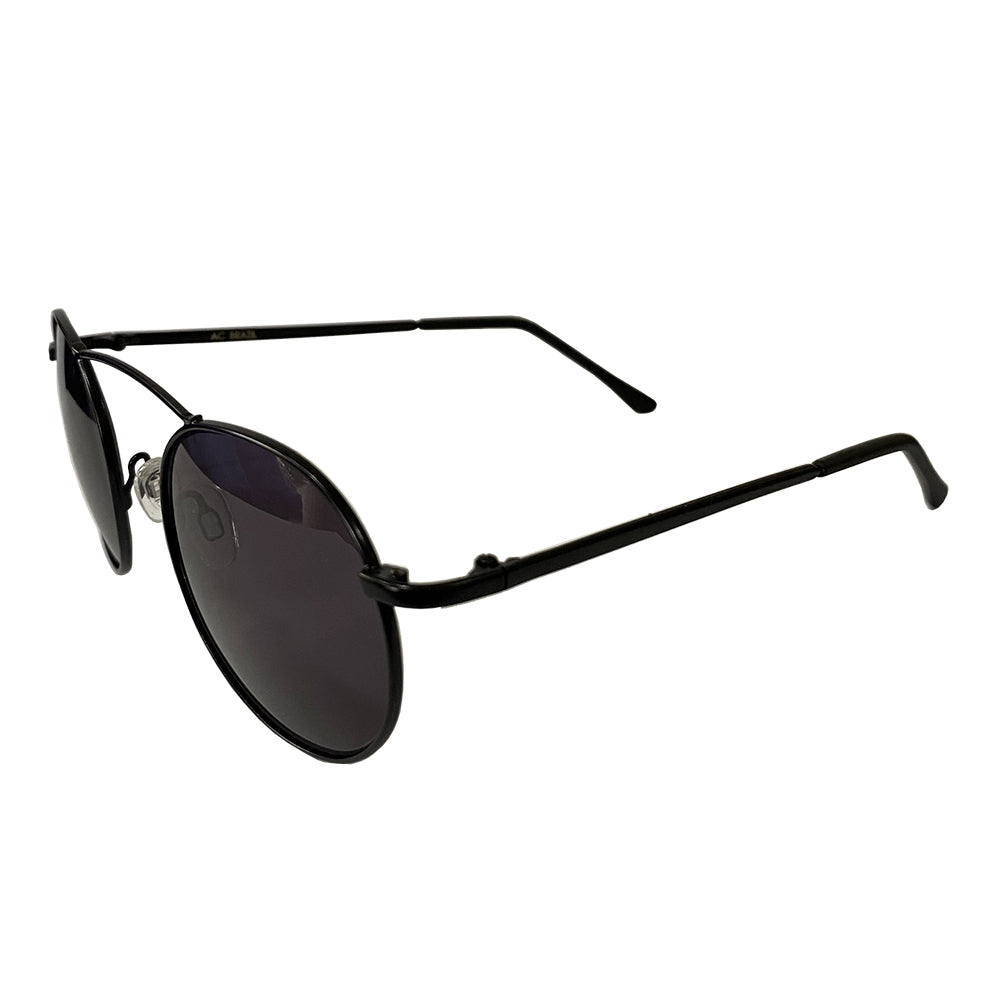 Wave Collection - Medium Round Sunglasses in Black Metal