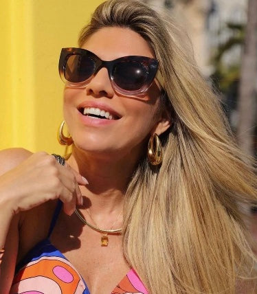 Cat Eye Turtle Print and Transparent Coloured Sunglasses w/ Brown Lenses