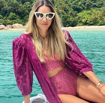 LA VIE EST BELLE COLLAB - Off White Cat Eye Sunglasses w/ Silver Mirrored Lenses