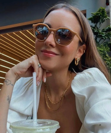 Imagine Collection - Medium Nude Coloured Sunglasses w/ Silver Mirrored Lenses