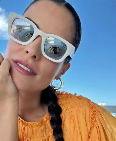 Equilibrium Collection - Ice Coloured Square Sunglasses w/ Silver Mirrored Lenses