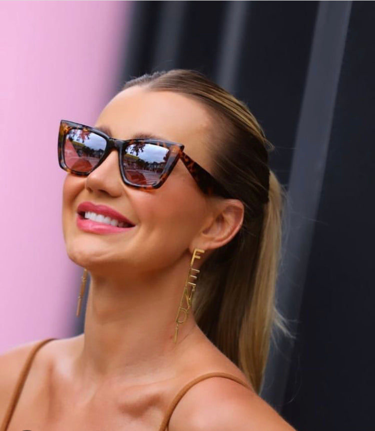I Believe Collection - Turtle Print Sunglasses w/ Silver Mirrored Lenses
