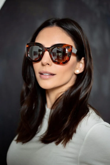 Light Collection - Turtle Print Sunglasses w/ Silver Mirrored Lenses and Burgundy Arms