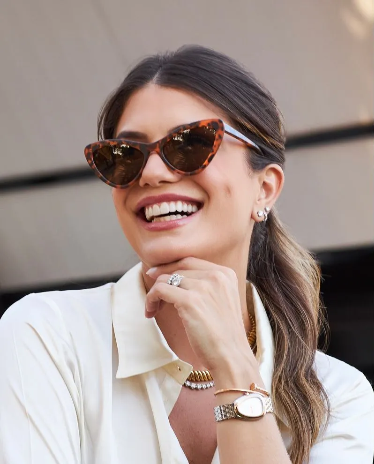 Trust Collection - Turtle Print Cat Eye Sunglasses w/ Brown Lenses