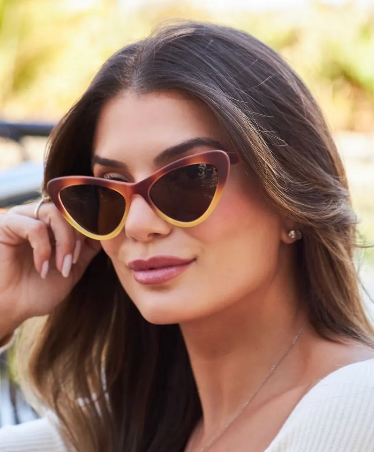 Trust Collection - Caramel Coloured Cat Eye Sunglasses w/ Ivory Coloured Gradient Effect