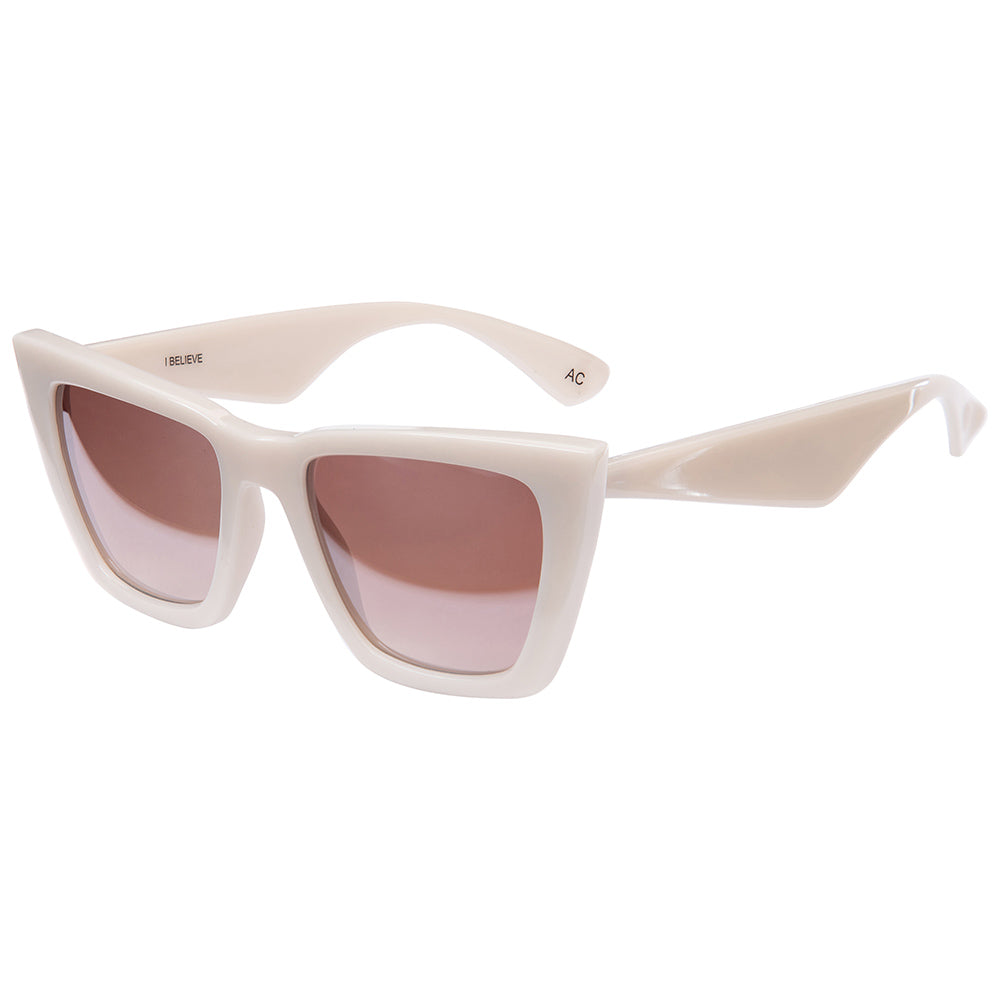 I Believe Collection - Ice Coloured Sunglasses w/ Silver Mirrored Lenses