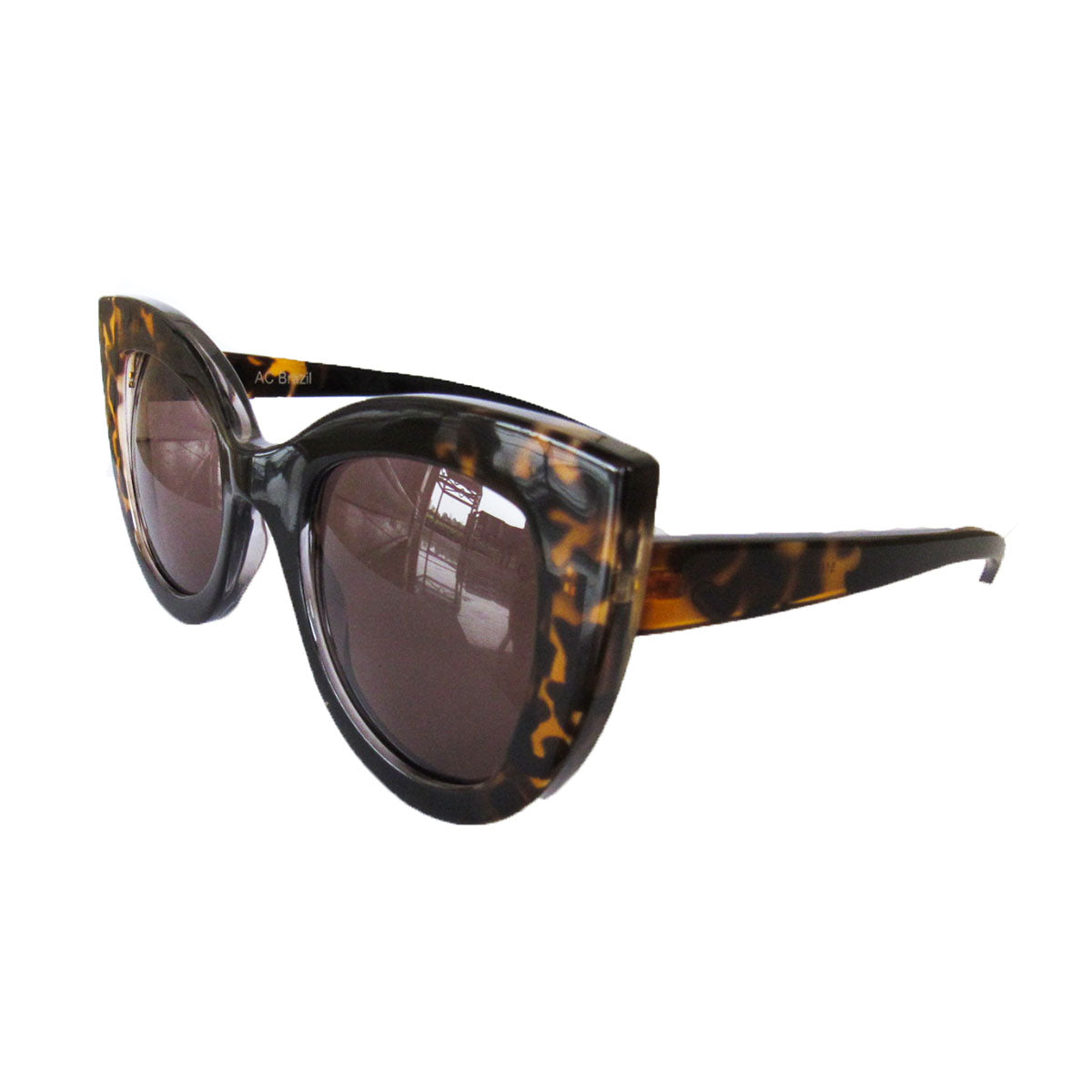 Large Cat Eye Black Coloured Sunglasses w/ Brown Lenses