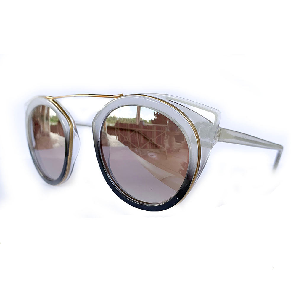 Round Pearly and Black Coloured Suglasses w/ Cat Eye Detail