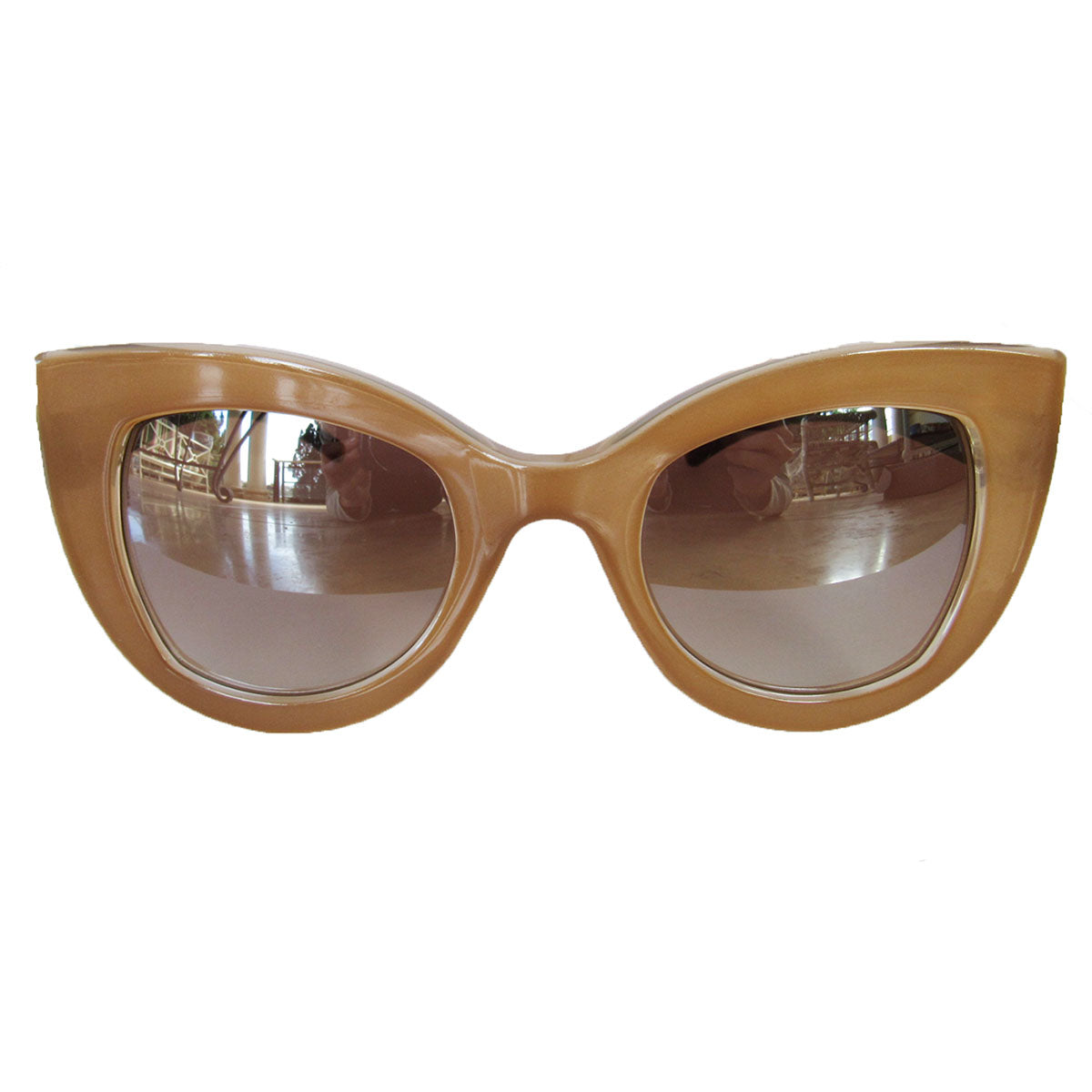 Cat Eye Nude Coloured Sunglasses w/ Burgundy Arms