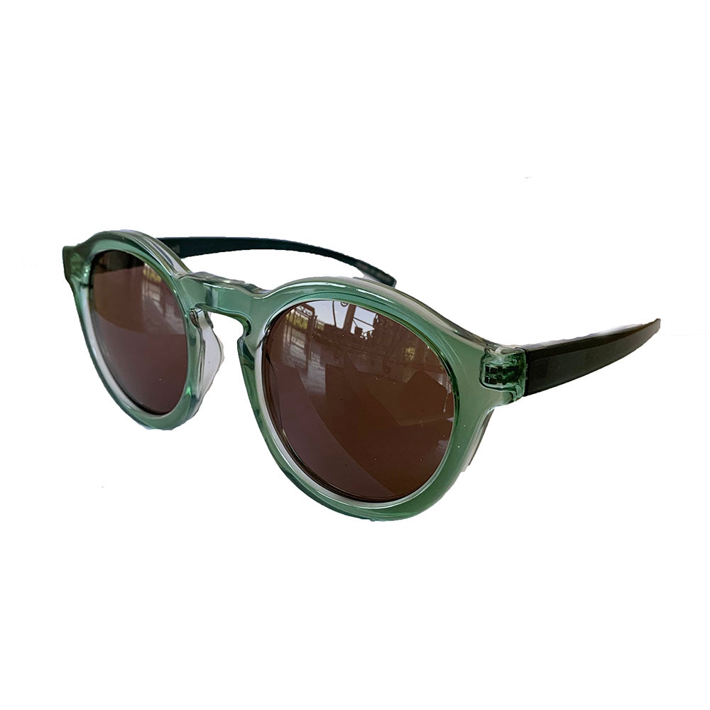 Round Light Green Coloured Sunglasses w/ Hazel Lenses
