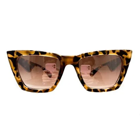 I Believe Collection - Turtle Print Sunglasses w/ Silver Mirrored Lenses