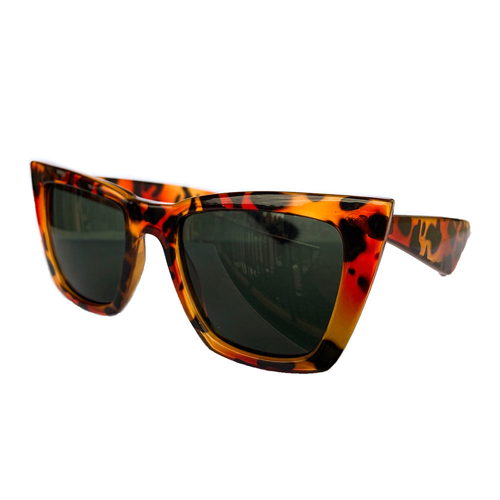 I Believe Collection - Turtle Print Coloured Sunglasses w/ Dark Green Lenses