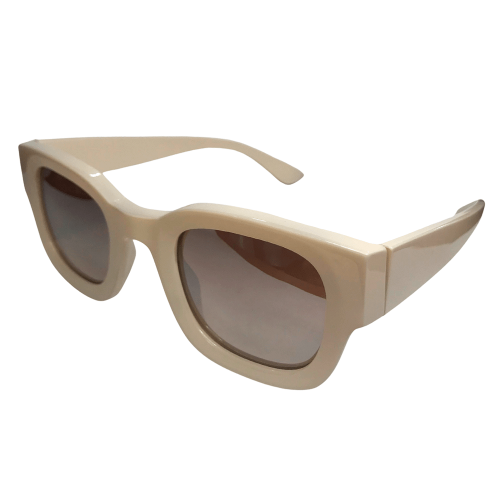 Equilibrium Collection - Ice Coloured Square Sunglasses w/ Silver Mirrored Lenses