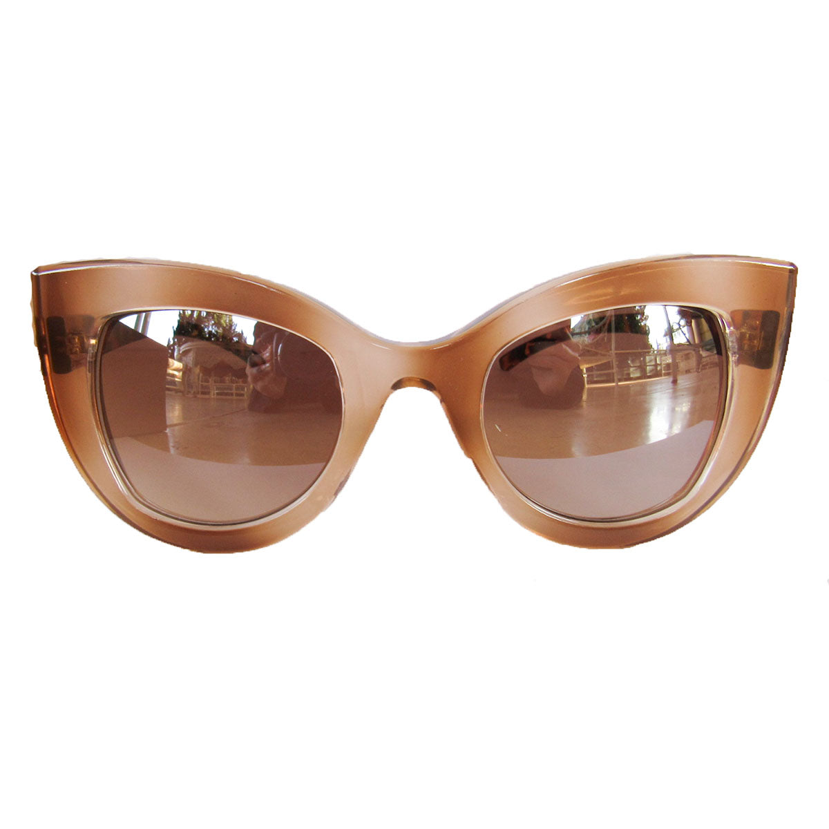 Cat Eye Honey Coloured Sunglasses w/ Silver Mirrored Lenses