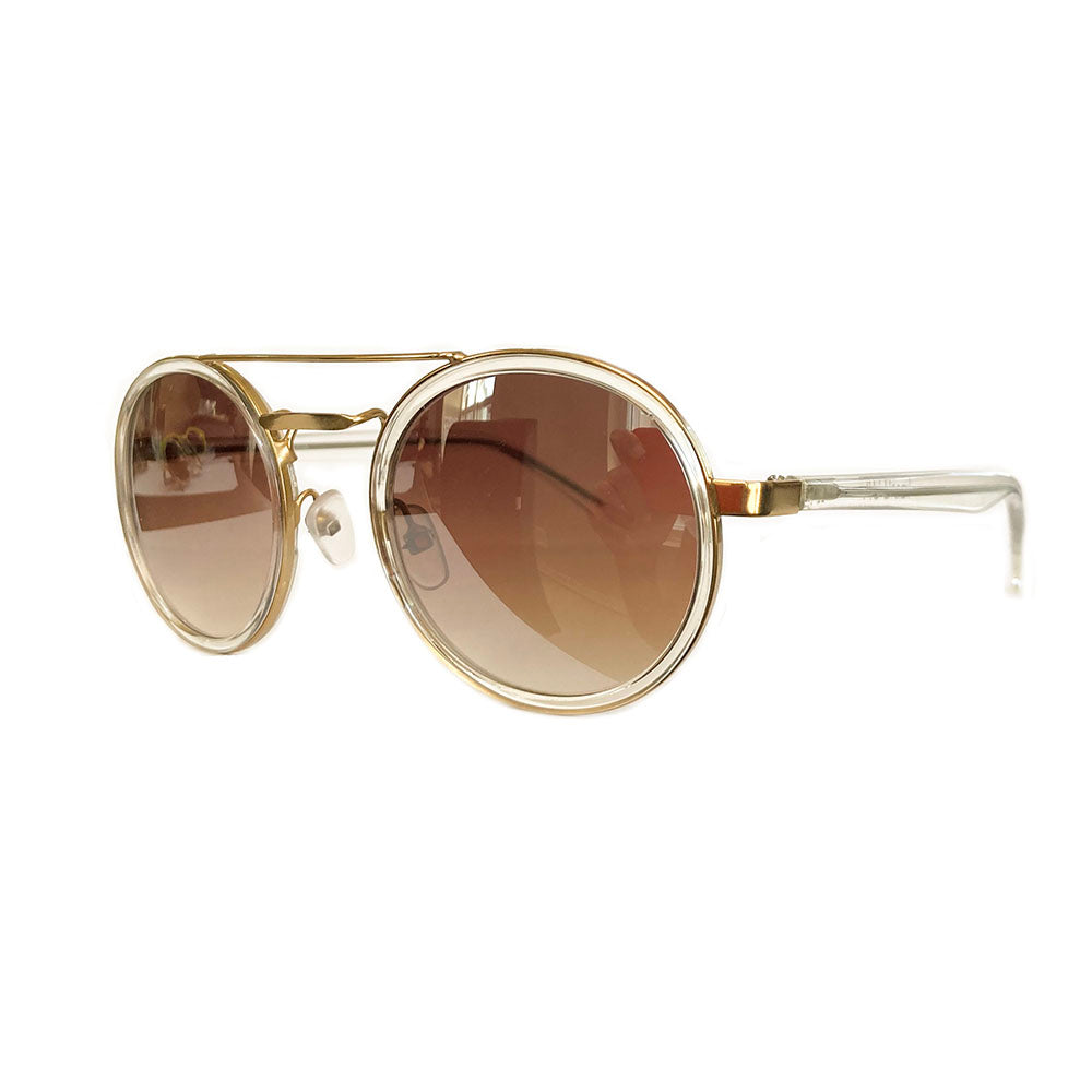 Small Round Transparent Sunglasses w/ Silver Mirrored Lenses
