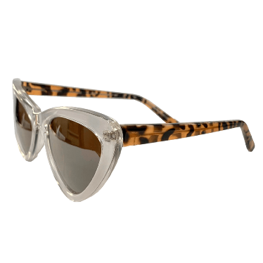 Trust Collection - Crystal Coloured Cat Eye Sunglasses w/ Silver Mirrored Lenses