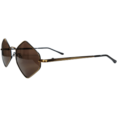 Diamond-shaped Sunglasses in Golden Metal w/ Brown Lenses