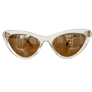 Trust Collection - Crystal Coloured Cat Eye Sunglasses w/ Silver Mirrored Lenses