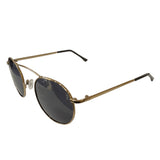 Wave Collection - Medium Round Sunglasses in Golden Metal