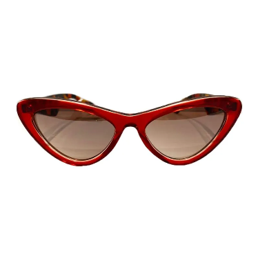 I Believe Collection -  Small Cat Eye Style Red Coloured Sunglasses w/ Silver Mirrored Lenses