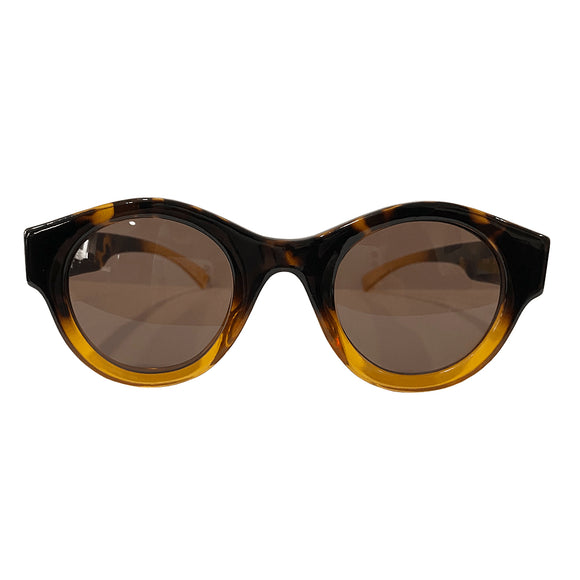 Sunny Collection - Round Turtle Print Sunglasses w/ Gradient Effect