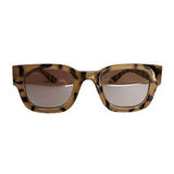Equilibrium Collection - Animal Print Square Sunglasses w/ Silver Mirrored Lenses