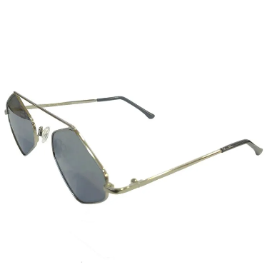 Imagine Collection - Geometric Sunglasse in Silver Metal w/ Silver Mirrored Lenses