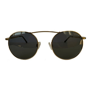 Wave Collection - Medium Round Sunglasses in Golden Metal