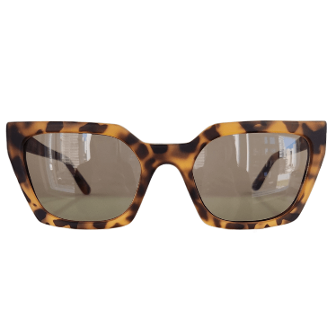 Classic Rectangular Turtle Print Sunglasses w/ Matte Effect