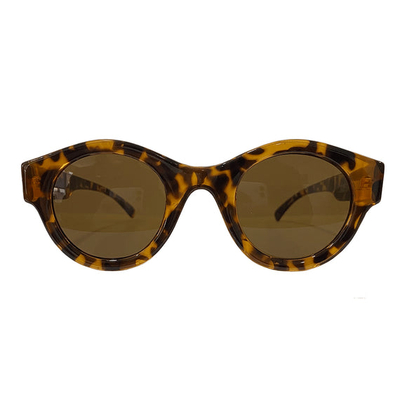 Sunny Collection - Round Turtle Print Sunglasses w/ Hazel Lenses