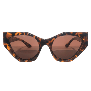 Cat New Sun - Turtle Print Geometric Sunglasses w/ Hazel Lenses