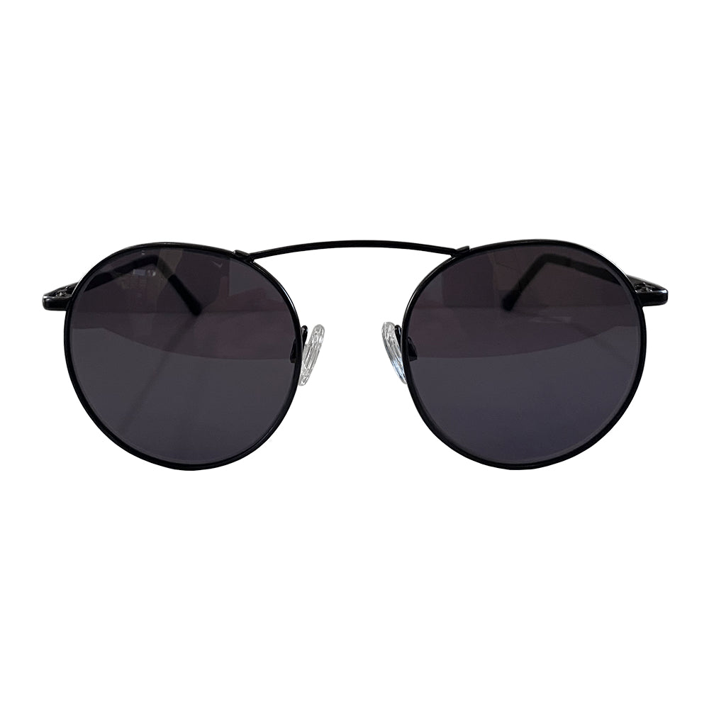 Wave Collection - Medium Round Sunglasses in Black Metal