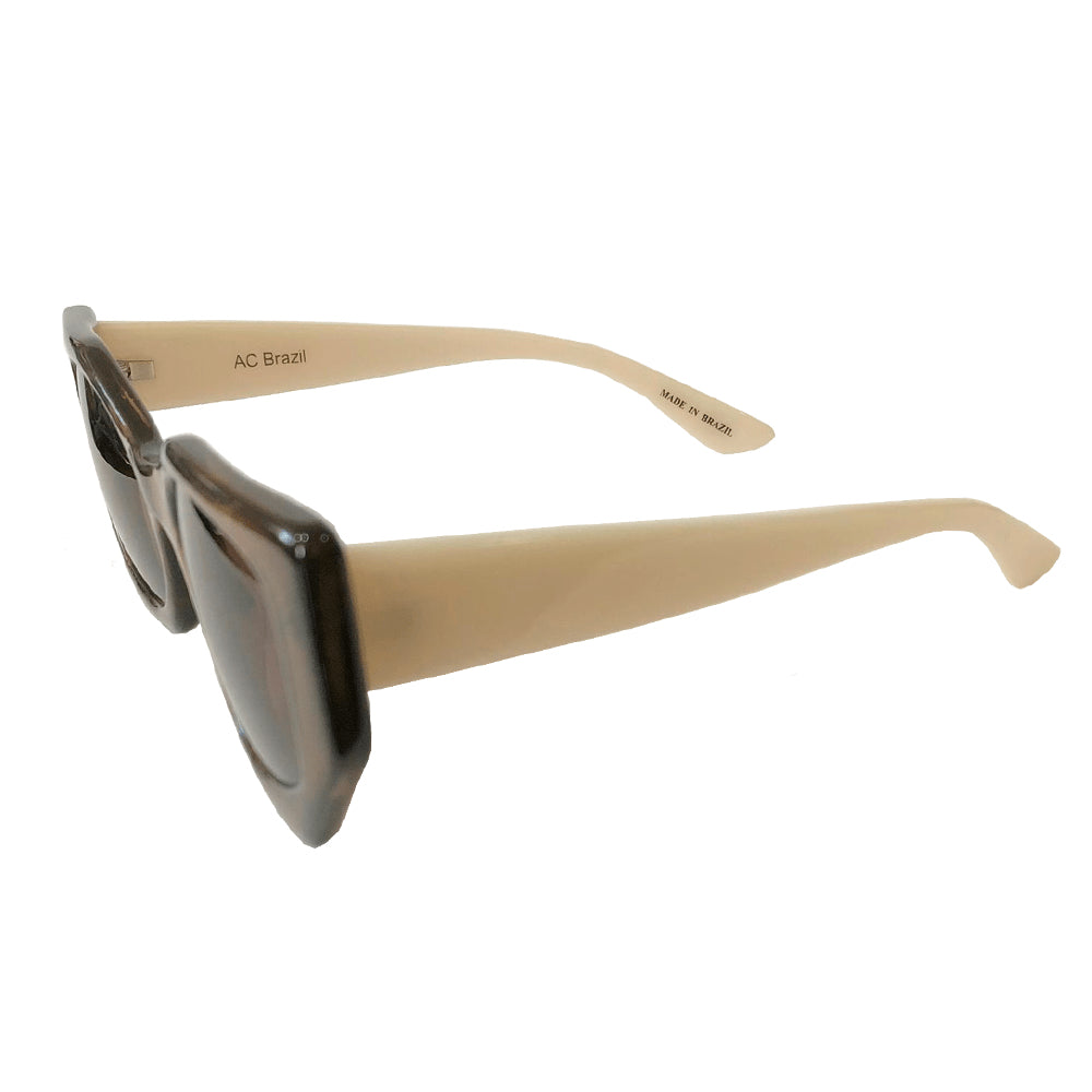New Sun Collection - Graphite Coloured Geometric Sunglasses w/ Silver Mirrored Lenses
