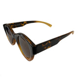 Sunny Collection - Round Turtle Print Sunglasses w/ Gradient Effect