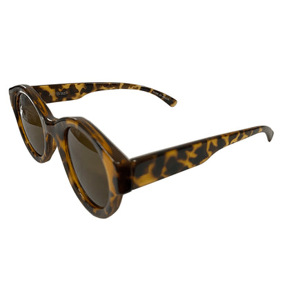 Sunny Collection - Round Turtle Print Sunglasses w/ Hazel Lenses