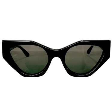 Cat New Sun - Black Geometric Sunglasses w/ Black Lenses