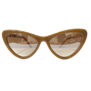 Trust Collection - Nude Coloured Cat Eye Sunglasses w/ Silver Mirrored Lenses