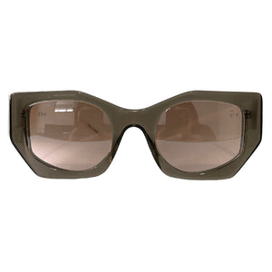 New Sun Collection - Graphite Coloured Geometric Sunglasses w/ Silver Mirrored Lenses