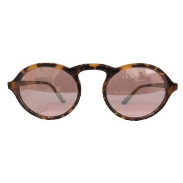 Belle Collection - New Round Animal Print Sunglasses w/ Rosy Mirrored Lenses