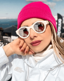 Sunny Collection - Round Ice Coloured Sunglasses w/ Silver Mirrored