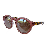 Round Light Pink Coloured Sunglasses w/ Turtle Print Arms