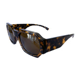 Rectangular Turtle Print Sunglasses w/ Brown Lenses