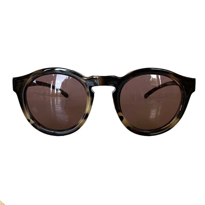 Round Dark Turtle Print Sunglasses w/ Hazel Lenses