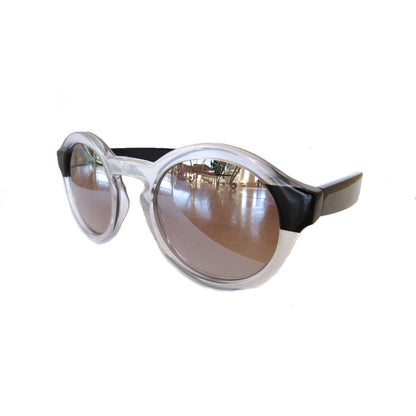 Round Small Sized Pearly Coloured Sunglasses w/ Black Arms