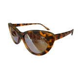 Small Turtle Print Cat Eye Style Sunglasses w/ Silver Mirrored Lenses